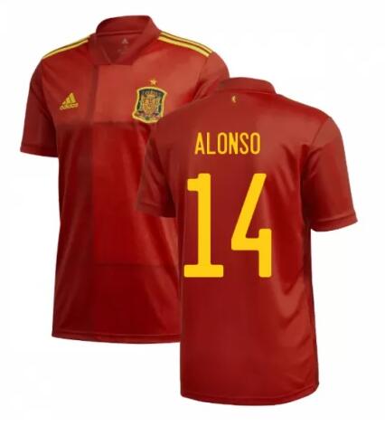 2020 EURO Spain Home Kit Soccer Jersey ALONSO 14